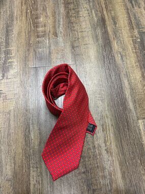 Venezia Trevisan Red Geometric Silk Tie Career Professional Office 4”x58”